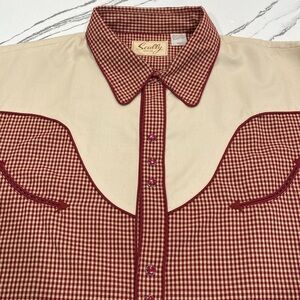 Scully Men's Red and Cream Checkered Button Down Shirt